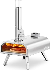 BIG HORN OUTDOORS 16" Multi-Fuel Outdoor Pizza Oven – 2-in-1 Wood-Fired & Gas Com