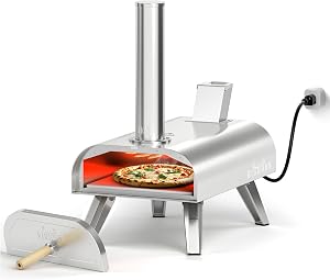 BIG HORN OUTDOORS 12" Dual Fuel Pizza Oven – Electric & Wood Pellet, Indoor &